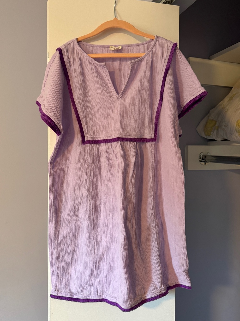 Crewcuts Lilac Gauze Tunic Dress with Purple Trim